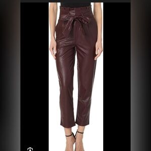 Abercrombie & Fitch Deep Burgundy Faux Leather Cropped Tie-Waist high rise Pants